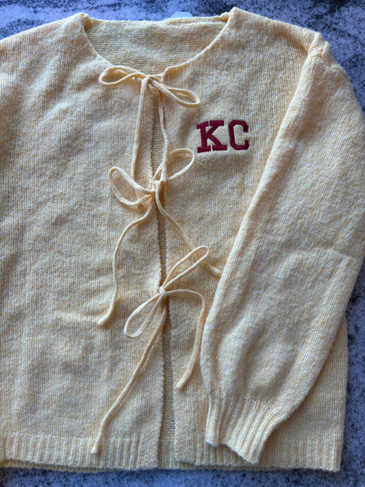 Yellow lace up KC cardigan