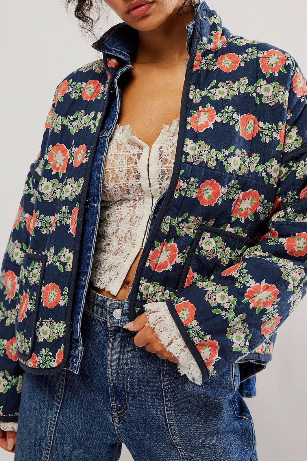 Floral padded coat